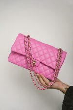 21P Pink Caviar Quilted Classic Flap Medium Light Gold Hardware. - Image 10