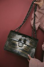 Bronze/Burgundy Alligator Single Flap Jumbo Ruthenium Hardware - Image 10