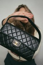 Black Lambskin Quilted Double Face Flap Gold Hardware - Image 6