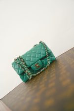 22A Green Lambskin Quilted Mini Rectangular Single Flap LGHW - Image 10