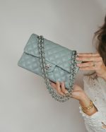20B Blue Caviar Quilted Classic Flap Small Silver Hardware - Image 10