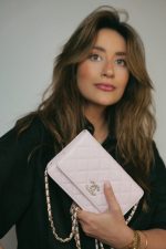 22S Light Pink Caviar Quilted Crystal CC Wallet on Chain WOC LGHW - Image 2