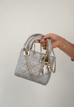 Opaline Gray Pearlescent Cannage Lambskin - Image 10