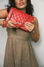 Red Lambskin Quilted Diana Flap Medium Gold Hardware - Image 6