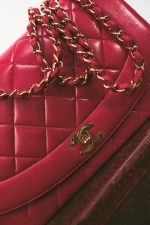 Red Lambskin Quilted Diana Flap Medium Gold Hardware - Image 10