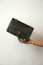 Brown Lambskin Quilted Classic Flap Medium Gold Hardware - Image 10