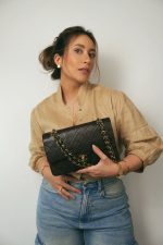 Brown Lambskin Quilted Classic Flap Medium Gold Hardware - Image 6