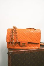 Orange Lambskin Quilted Classic Flap Medium Gold Hardware - Image 10