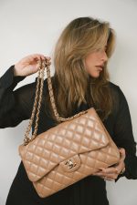 Dark Beige / Caramel Lambskin Quilted Jumbo Classic Flap Light Gold Hardware - Image 14