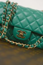 22A Green Lambskin Quilted Mini Rectangular Single Flap LGHW - Image 11