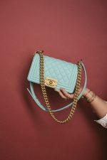 Tiffany Blue Caviar Quilted Boy Bag Small Aged Gold Hardware - Image 10