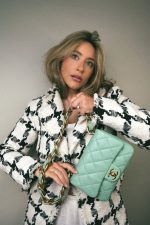 23P Light Green Lambskin Quilted Funkytown Flap Bag Antique Gold Hardware - Image 6