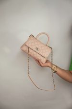 21A Light Pink Caviar Quilted Small Coco Handle Light Gold Hardware - Image 10
