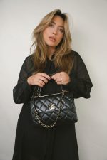 Black Lambskin Quilted Trendy CC Flap Small Light Gold Hardware - Image 2