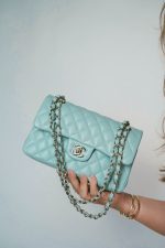20C Tiffany Blue Caviar Quilted Classic Flap Small Light Gold Hardware - Image 10