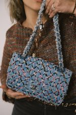 17S Woven Denim Multicolor Medium Flap Silver Hardware - Image 2