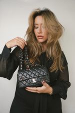 Black Lambskin Quilted Lady Bug Mini Rectangular Flap Silver Hardware - Image 6