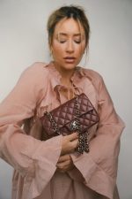 Burgundy Lambskin Quilted Mini Rectangular Flap Silver Hardware - Image 2