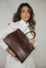 Birkin 35 Havana Evergrain Palladium Plated [L] Stamp - Image 2