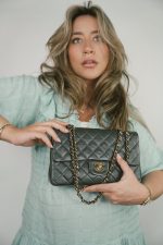 Vintage Green/Grey Lambskin Quilted Classic Flap GHW - Image 2
