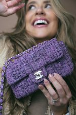 22P Purple Tweed Quilted Mini Rectangular Flap Light Gold Hardware - Image 6