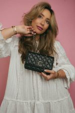 20K Black Caviar Quilted Wallet on Chain French New Wave Chain CC WOC Light Gold hardware - Image 6