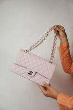 21S Light Pink Caviar Quilted Classic Flap Medium Light Gold Hardware - Image 10