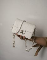 22C White Caviar Quilted Like A Wallet Flap Bag LGHW - Image 10