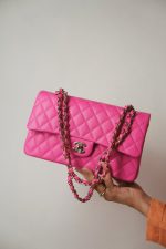 22K Pink Caviar Quilted Classic Flap Medium Light Gold Hardware - Image 10