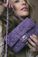 22P Purple Tweed Quilted Mini Rectangular Flap Light Gold Hardware - Image 10