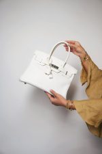 Birkin 30 White Clemence Palladium Plated M Square Stamp - Image 10