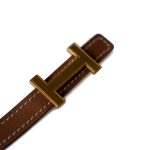 Hermes White/Gold Epson and Swift Leather Reversible Constance Slim Belt - Image 2