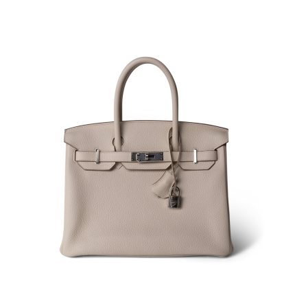 Birkin 30 Craie Taurillon Clemence Palladium Plated Y Stamp