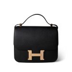Constance 24 Black Epsom Rose Gold Plated C Stamp
