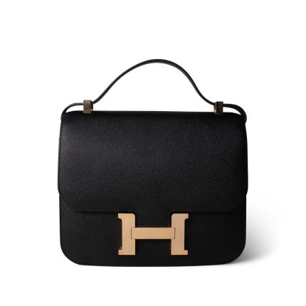 Constance 24 Black Epsom Rose Gold Plated C Stamp