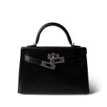 Mini Kelly Sellier Black Box Calfskin Palladium Plated B Stamp - Image 10