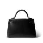 Mini Kelly Sellier Black Box Calfskin Palladium Plated B Stamp - Image 4