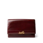 Vintage Hermes Eugenie Clutch Shoulder Flap Burgundy Box Calfskin