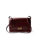 Vintage Hermes Eugenie Clutch Shoulder Flap Burgundy Box Calfskin - Image 2