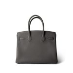 Birkin 30 Gris Meyer Togo Palladium Plated B Stamp - Image 2