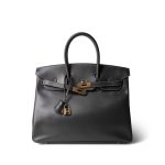 Birkin 35 Dark Grey Box Calfskin Gold Plated [F] Stamp - Image 10