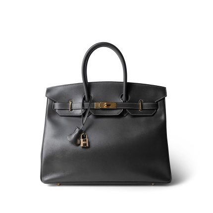 Birkin 35 Dark Grey Box Calfskin Gold Plated [F] Stamp