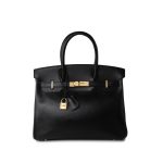 Birkin 30 Black Veau Epsom Leather Gold Plated N Stamp