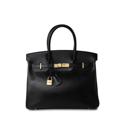 Birkin 30 Black Veau Epsom Leather Gold Plated N Stamp