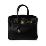 Birkin 30 Black Veau Epsom Leather Gold Plated N Stamp - Image 5