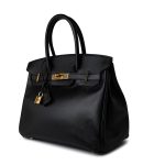 Birkin 30 Black Veau Epsom Leather Gold Plated N Stamp - Image 3