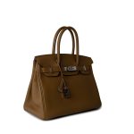 Birkin 30 Bronze Doré / Bleu Brume Veau Togo Leather Palladium Plated Z Stamp - Image 13