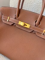 Birkin 30 Gold Veau Togo leather Gold plated 2022 U stamp - Image 3