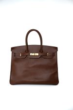 Birkin 35 Brown Ardennes Leather Gold Plated Z Circle Stamp - Image 6