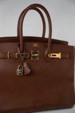 Birkin 35 Brown Ardennes Leather Gold Plated Z Circle Stamp - Image 17